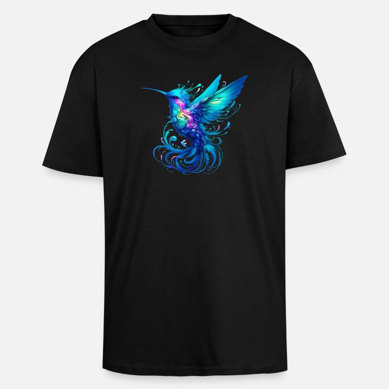 Kolibri - Oversized Heavyweight Unisex T-Shirt - Schwarz