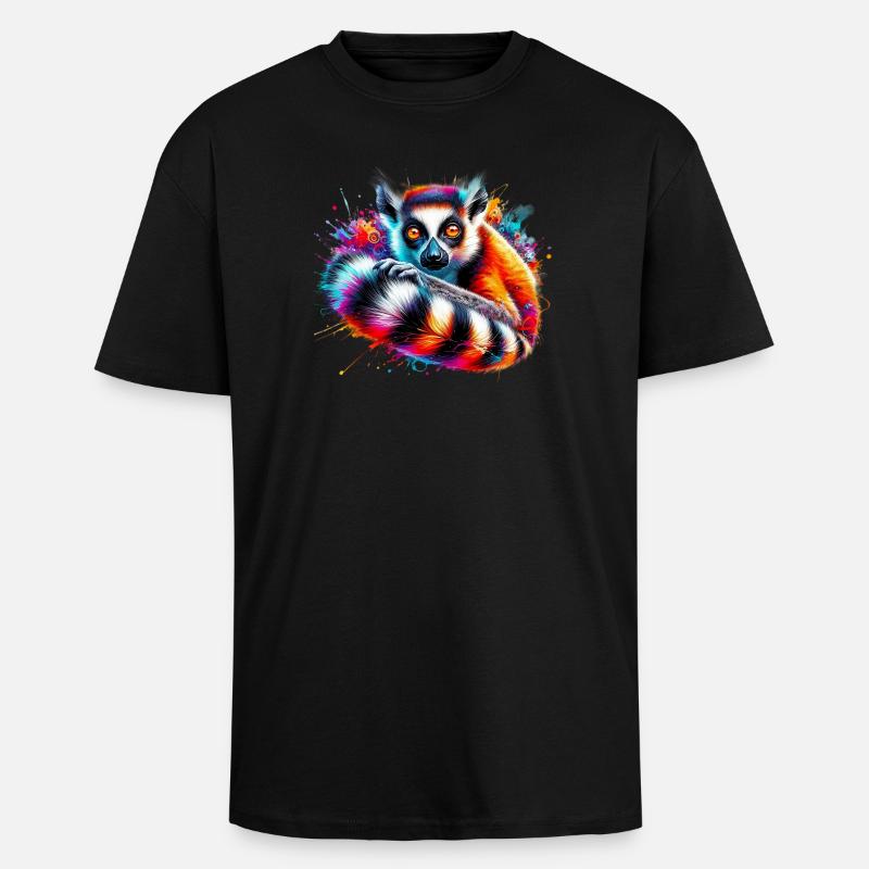 Lemur - Oversized Heavyweight Unisex T-Shirt - Schwarz