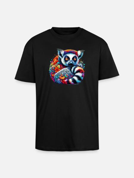 Lemur - Unisex Oversized Heavyweight T-shirt - black