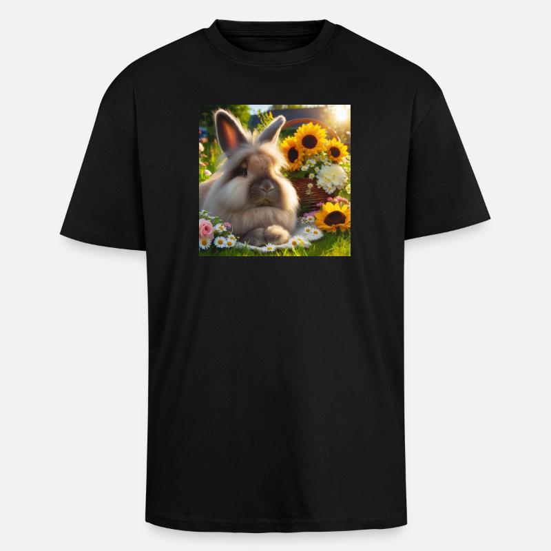 Grey Angora Rabbit - Unisex Oversized Heavyweight T-shirt - black
