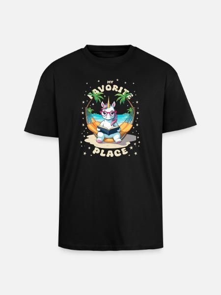 Einhorn mit Buch - Oversized Heavyweight Unisex T-Shirt - Schwarz