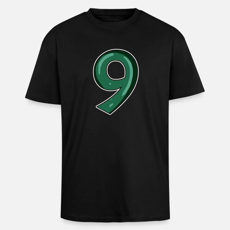 Zahl 9 - Oversized Heavyweight Unisex T-Shirt - Schwarz