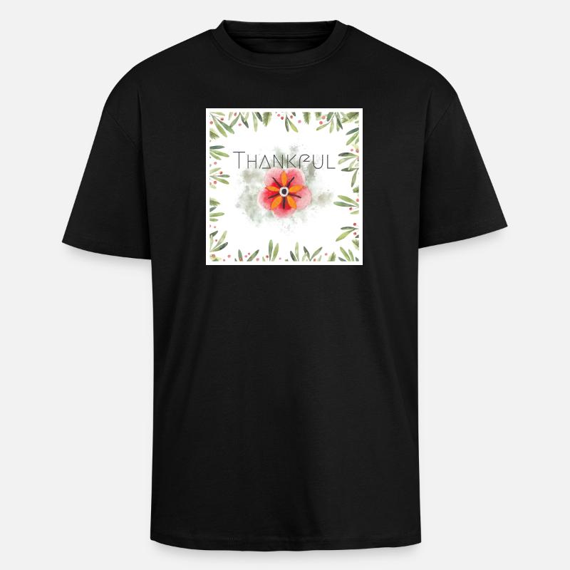 Thankful - Oversized Heavyweight Unisex T-Shirt - Schwarz