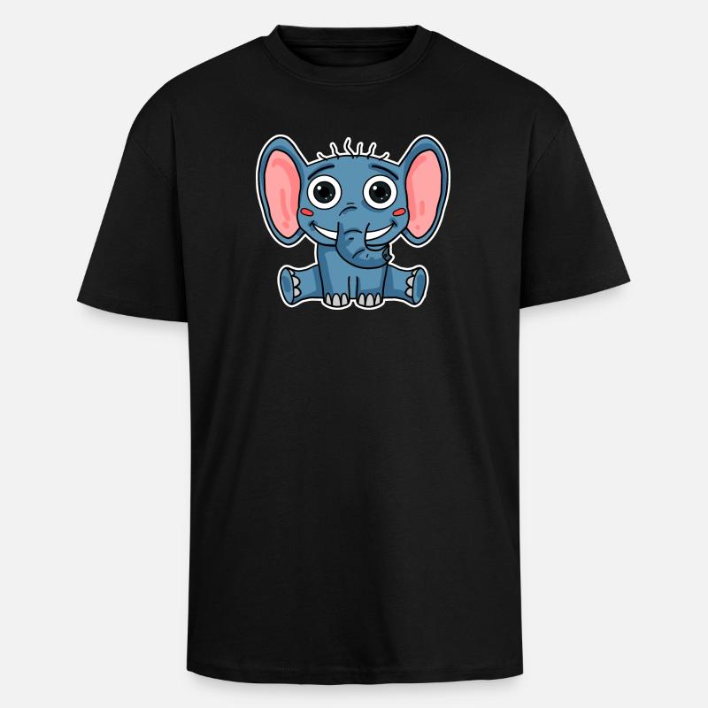 Éléphant - T-shirt unisexe oversize épais - noir