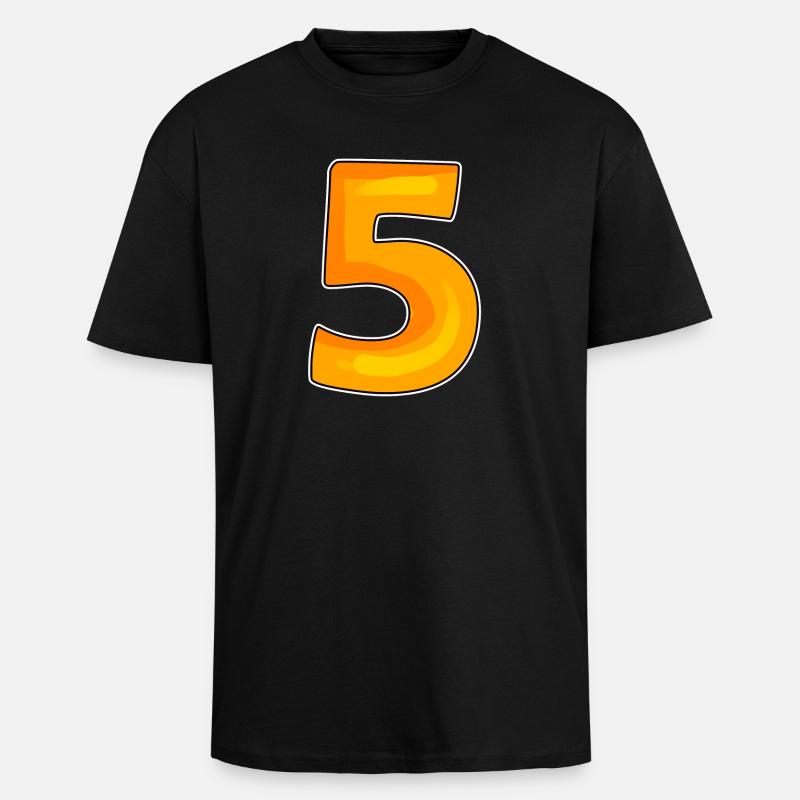 Zahl 5 Nummer - Oversized Heavyweight Unisex T-Shirt - Schwarz