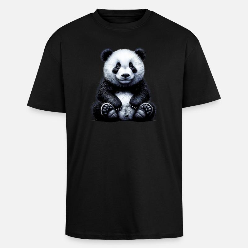 Panda - Oversized Heavyweight Unisex T-Shirt - Schwarz