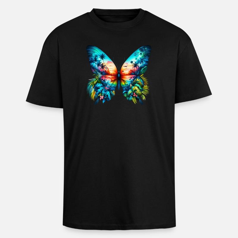 Papillon - T-shirt unisexe oversize épais - noir
