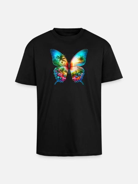 Butterfly - Unisex Oversized Heavyweight T-shirt - black