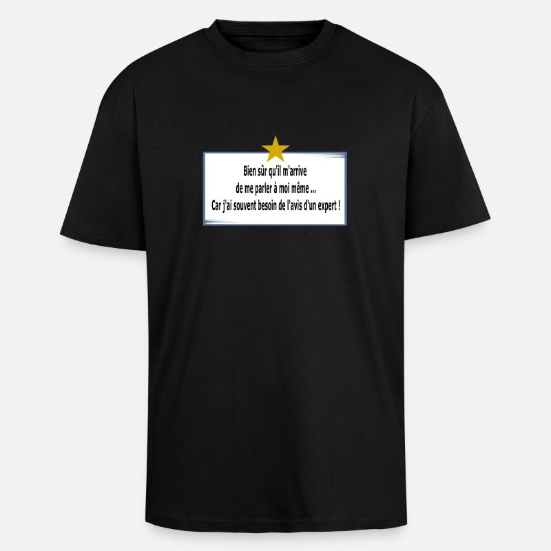 Je me parle à moi même - T-shirt unisexe oversize épais - noir