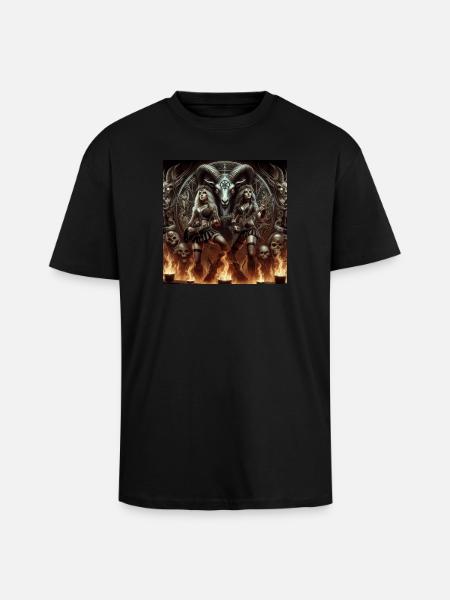 Satan Surrenders to Heavy Metal - Unisex Oversized Heavyweight T-shirt - black