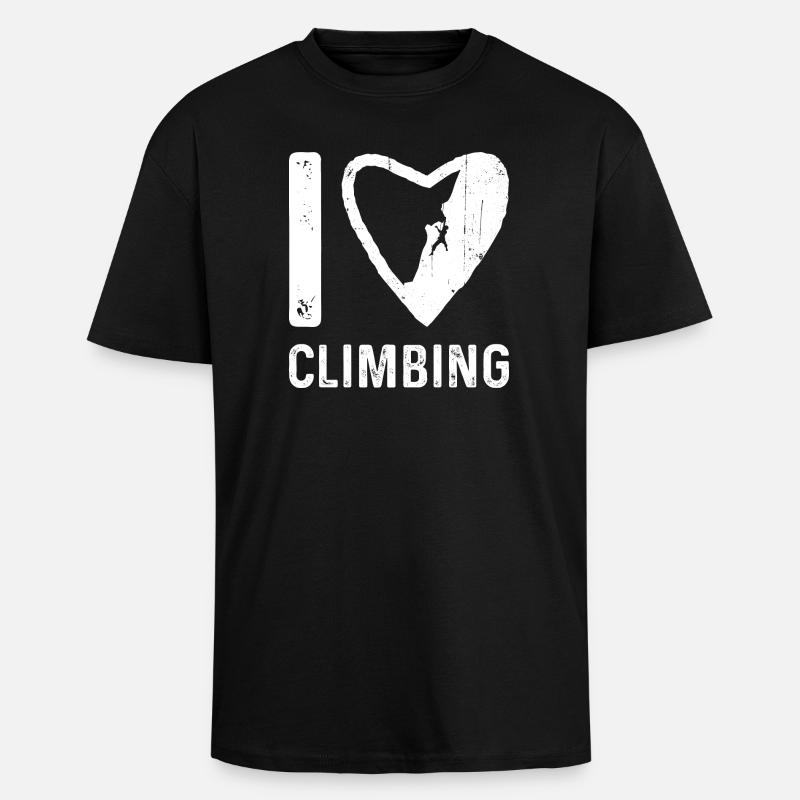 I Grimper le cœur - T-shirt unisexe oversize épais - noir