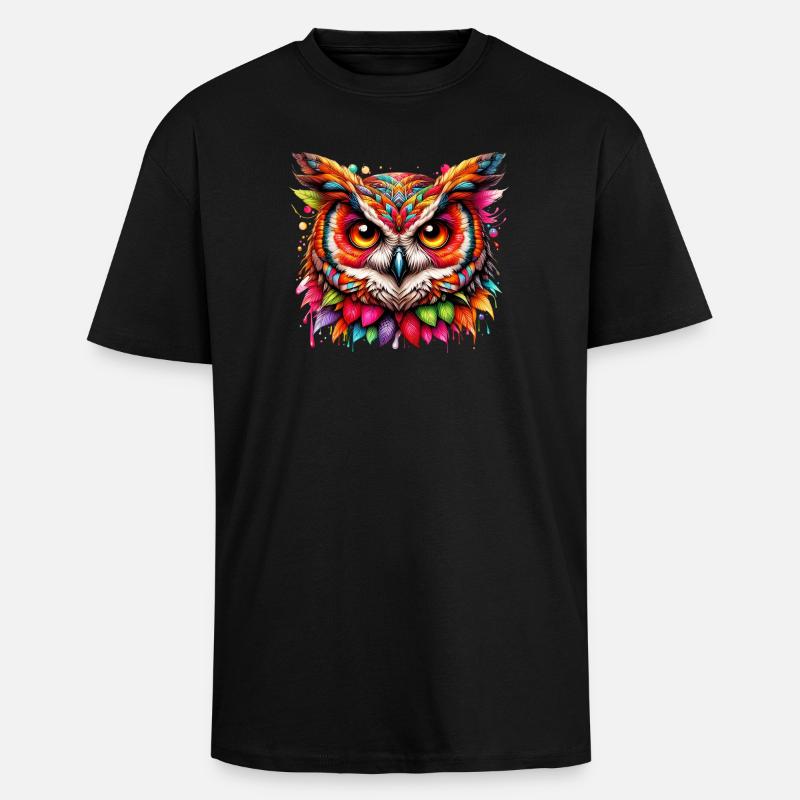 Eule - Oversized Heavyweight Unisex T-Shirt - Schwarz