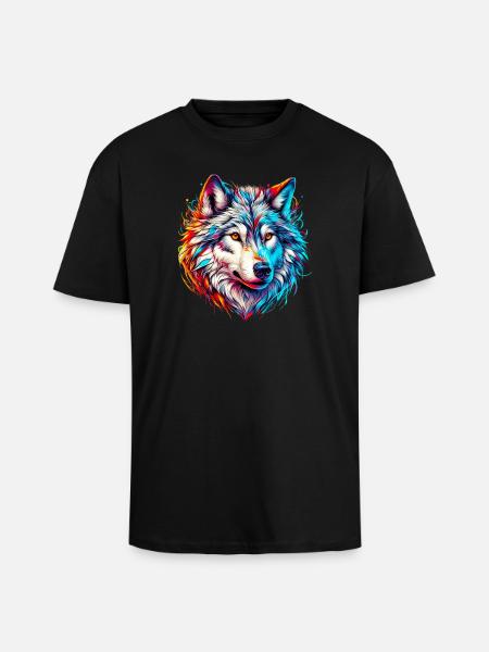 Wolf - Oversized Heavyweight Unisex T-Shirt - Schwarz