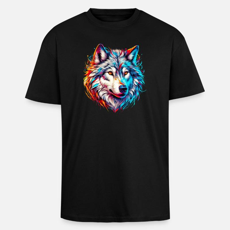 Wolf - Oversized Heavyweight Unisex T-Shirt - Schwarz