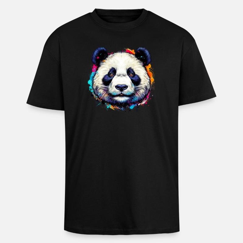 Panda - Oversized Heavyweight Unisex T-Shirt - Schwarz