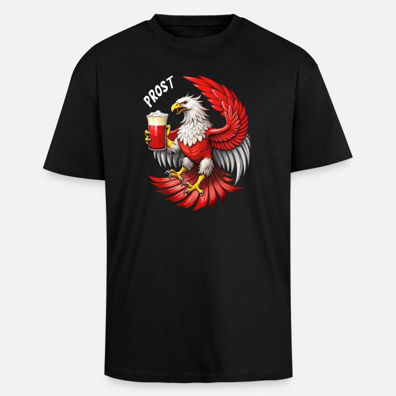 Adler mit Bier- cooles Biertrinker Design. - Oversized Heavyweight Unisex T-Shirt - Schwarz