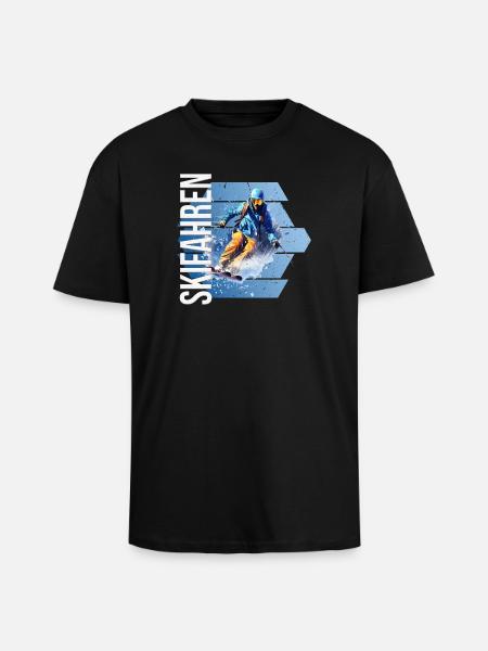 Skifahren - Oversized Heavyweight Unisex T-Shirt - Schwarz