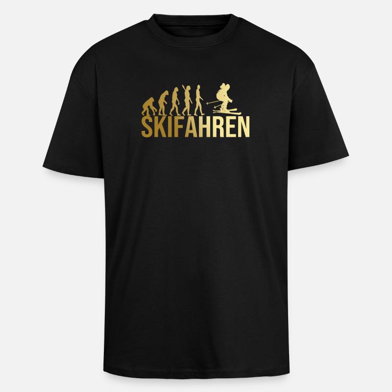 Evolution Skifahren - Oversized Heavyweight Unisex T-Shirt - Schwarz