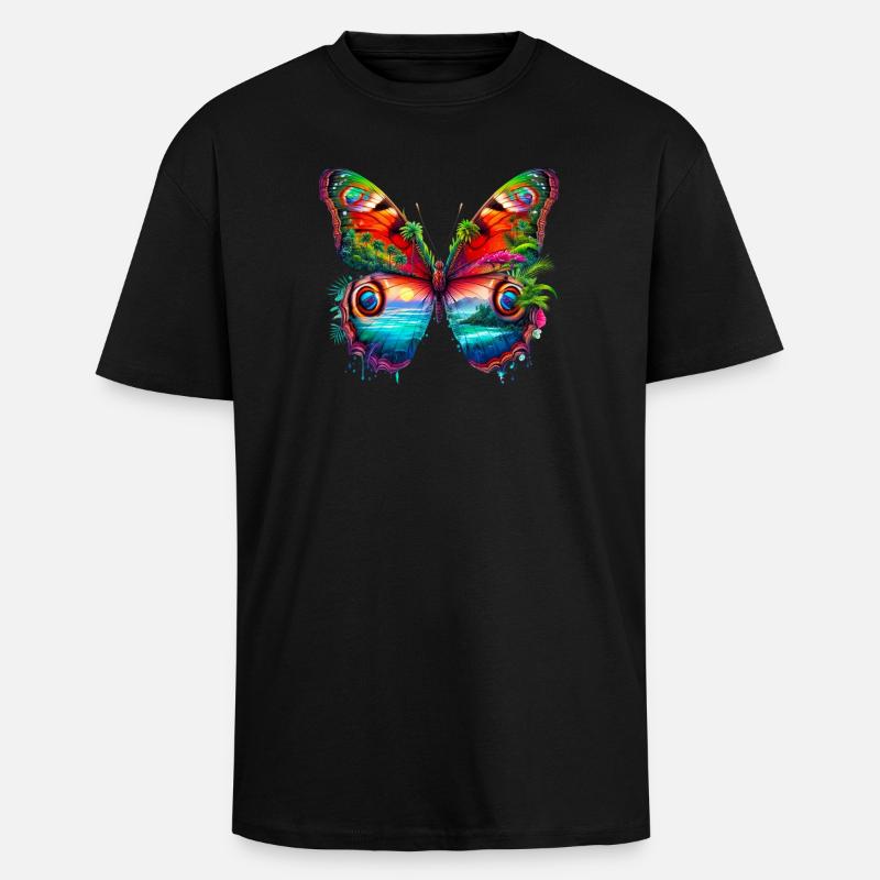 Schmetterling - Oversized Heavyweight Unisex T-Shirt - Schwarz