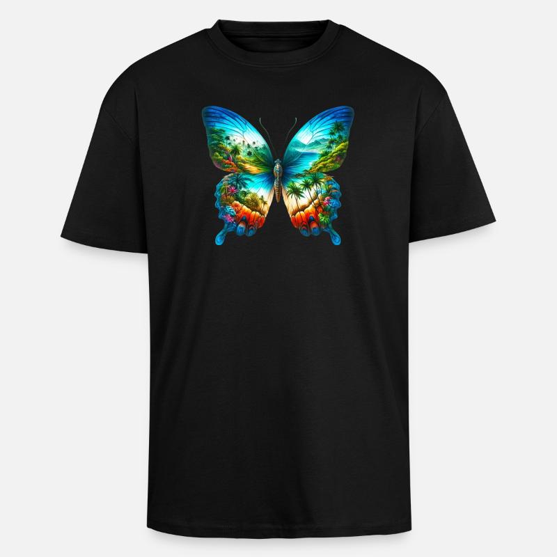 Papillon - T-shirt unisexe oversize épais - noir