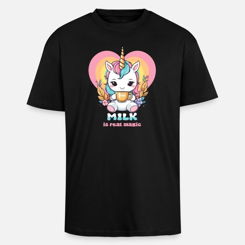 Süßes Milch Einhorn - Oversized Heavyweight Unisex T-Shirt - Schwarz