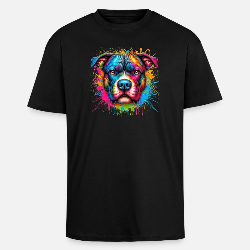 Pitbull Hund - Oversized Heavyweight Unisex T-Shirt - Schwarz