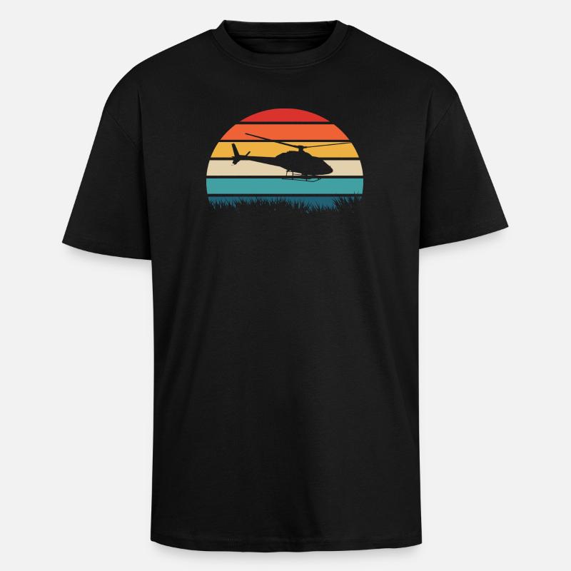 Helikopter Pilot Retro Geschenk - Oversized Heavyweight Unisex T-Shirt - Schwarz