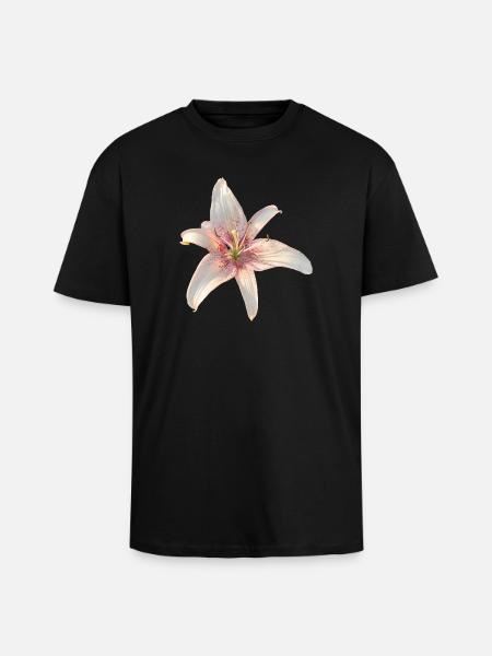 Lily Roses Blossoms - Unisex Oversized Heavyweight T-shirt - black