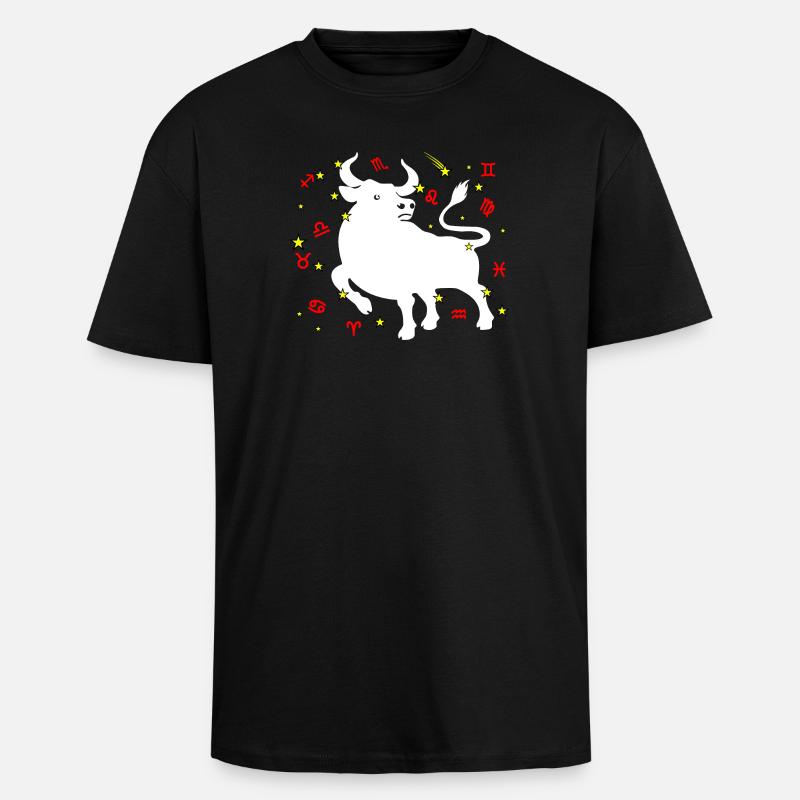 Couleur Taureau - T-shirt unisexe oversize épais - noir