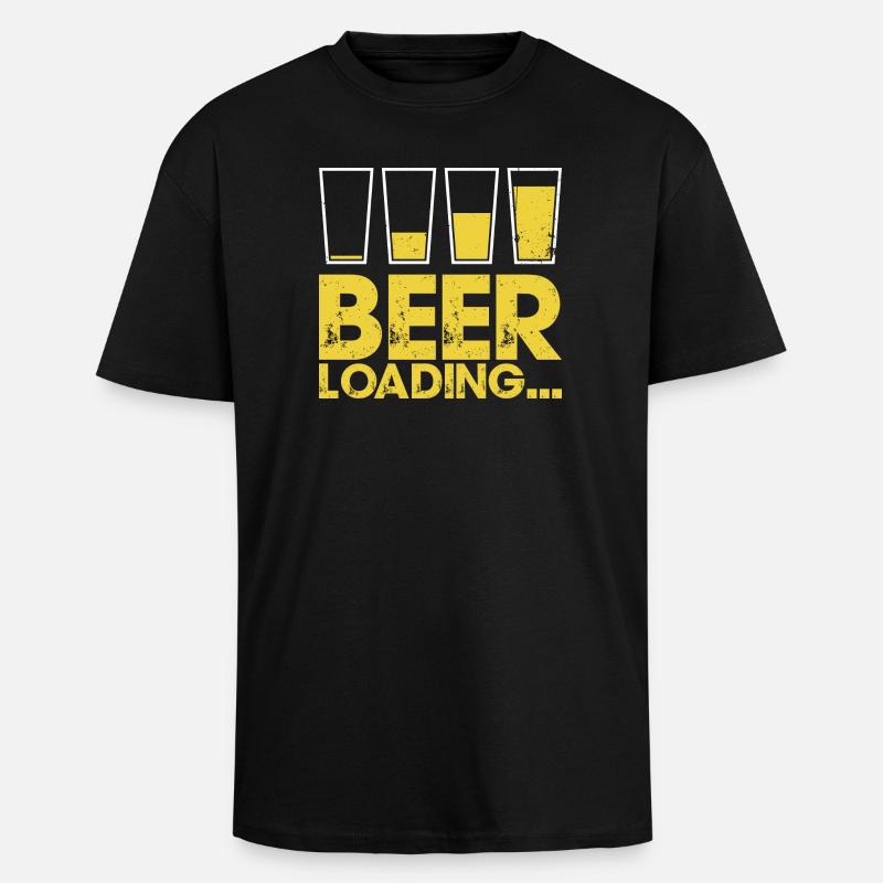 Beer Loading Distressed Typography - Unisex Oversized Heavyweight T-shirt - black