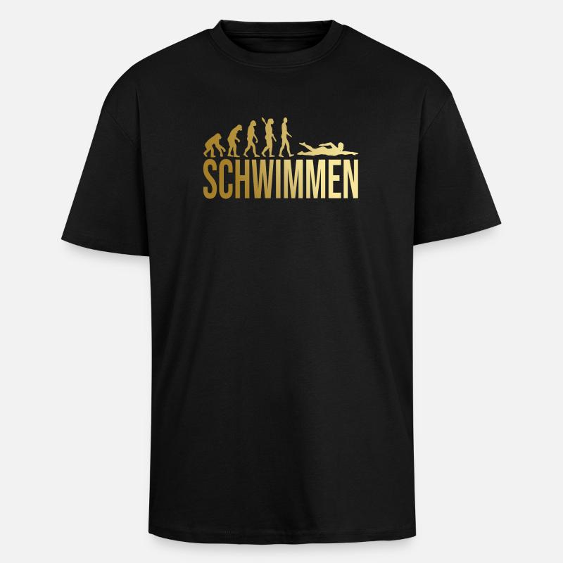 Evolution Schwimmen - Oversized Heavyweight Unisex T-Shirt - Schwarz