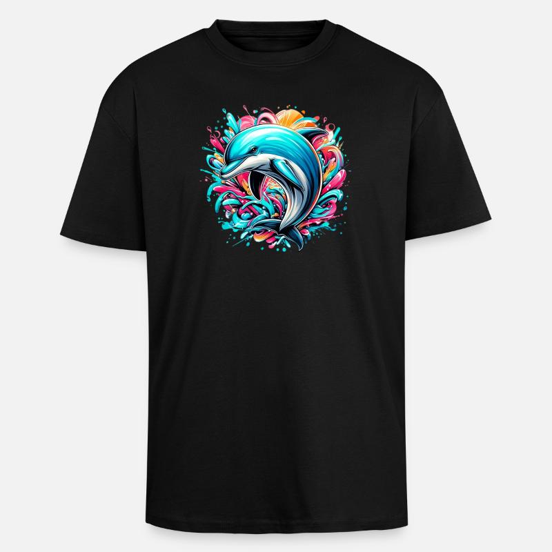 Dolphin - Unisex Oversized Heavyweight T-shirt - black