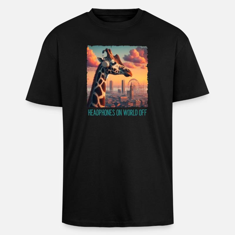 Kopfhörer an Welt aus - Oversized Heavyweight Unisex T-Shirt - Schwarz