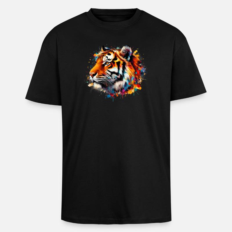 Tiger - Oversized Heavyweight Unisex T-Shirt - Schwarz