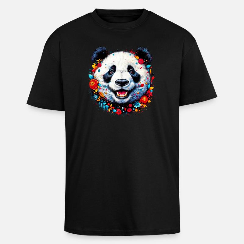 Panda - Oversized Heavyweight Unisex T-Shirt - Schwarz
