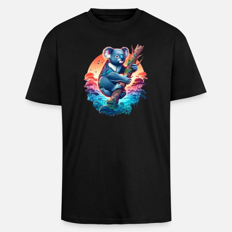 Koala - Oversized Heavyweight Unisex T-Shirt - Schwarz