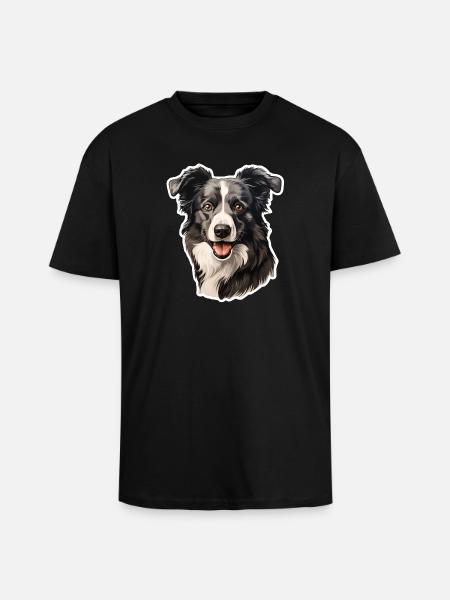 Border Collie - T-shirt unisexe oversize épais - noir