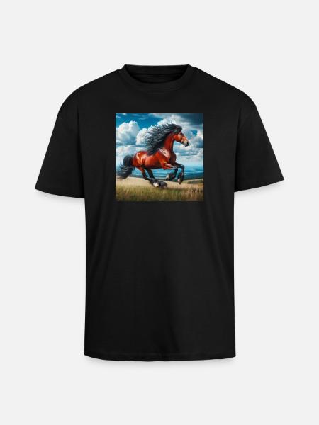 Galloping horse - Unisex Oversized Heavyweight T-shirt - black