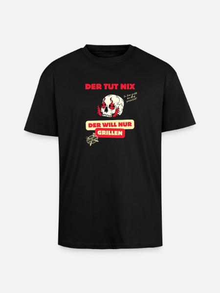 Skull und Grillspruch Design - Oversized Heavyweight Unisex T-Shirt - Schwarz