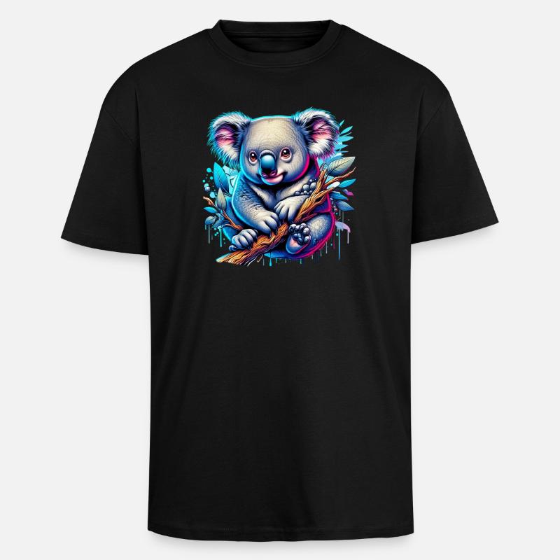 Koala - Oversized Heavyweight Unisex T-Shirt - Schwarz
