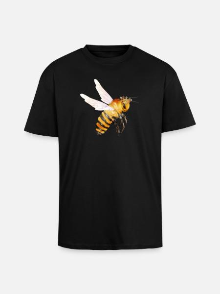 Flying queen bee hand drawn - Unisex Oversized Heavyweight T-shirt - black