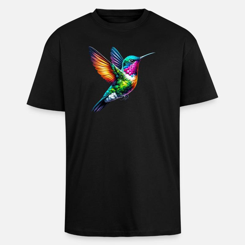 Kolibri - Oversized Heavyweight Unisex T-Shirt - Schwarz
