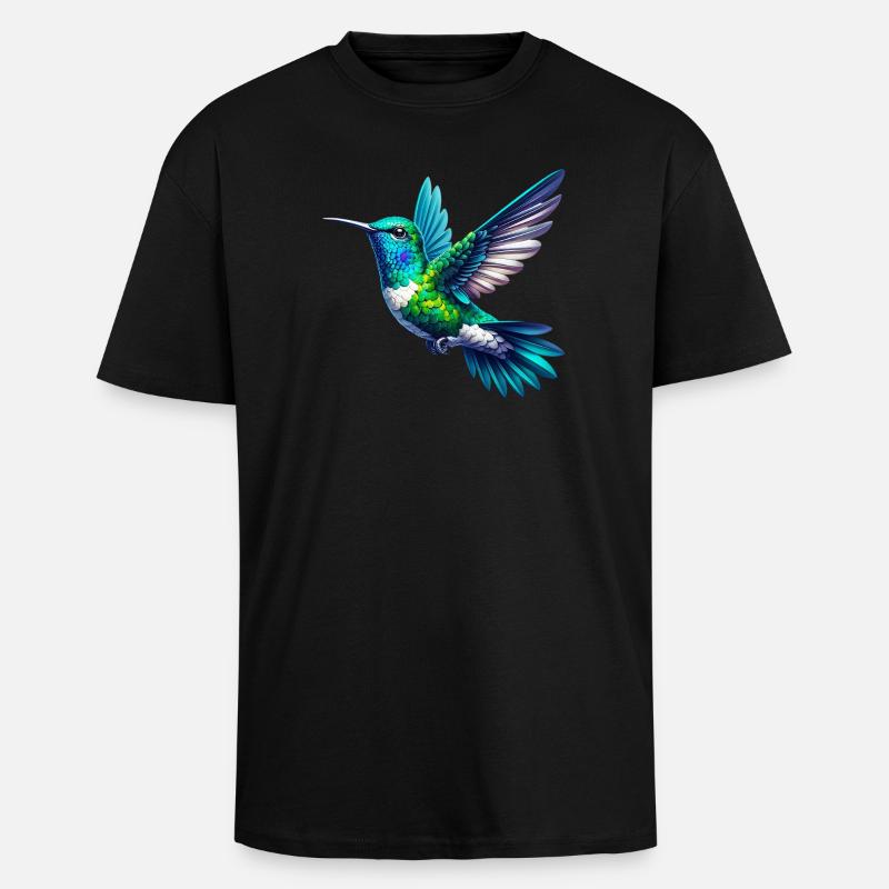 Kolibri - Oversized Heavyweight Unisex T-Shirt - Schwarz