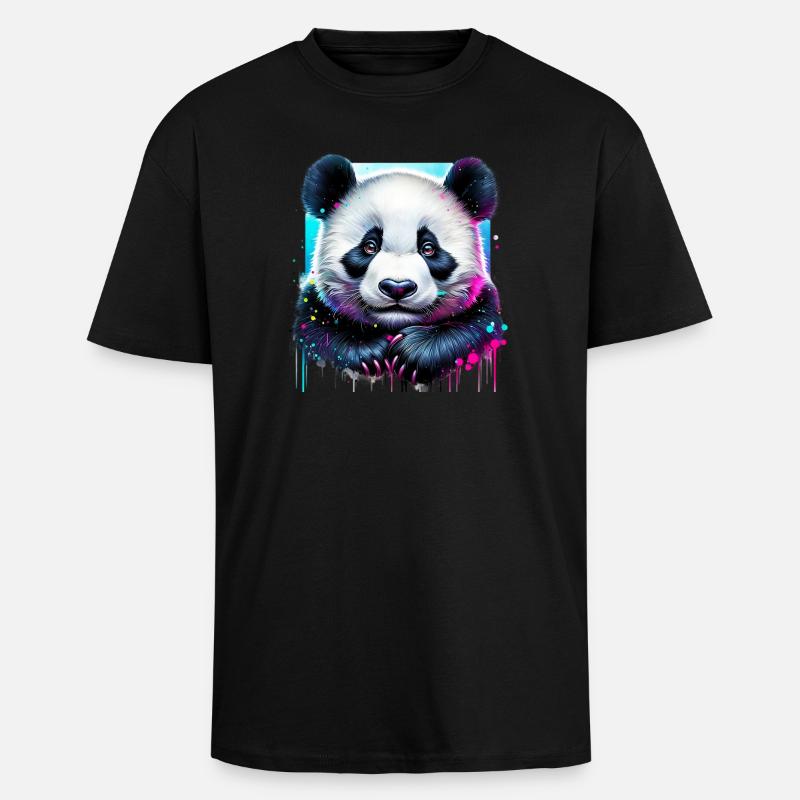Panda - T-shirt unisexe oversize épais - noir