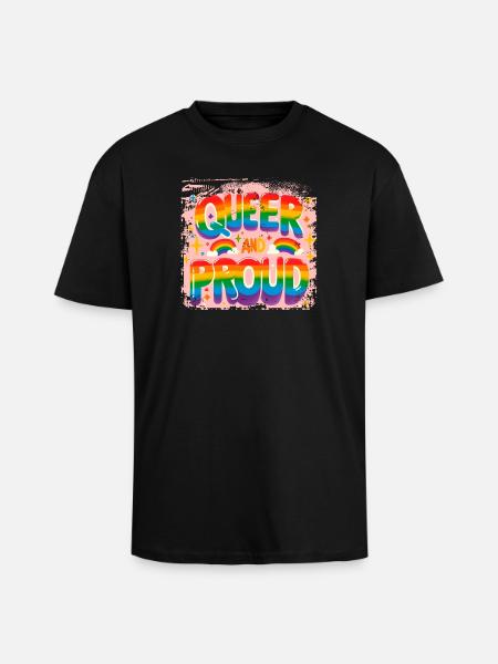 Queer and proud - Unisex Oversized Heavyweight T-shirt - black