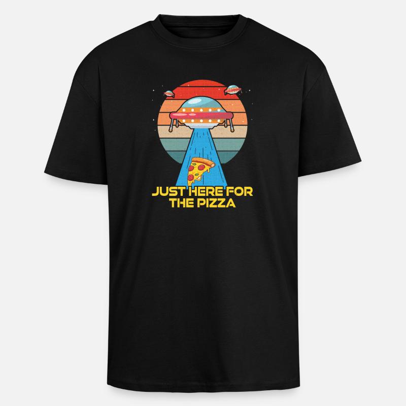 Just here for the Pizza - Oversized Heavyweight Unisex T-Shirt - Schwarz