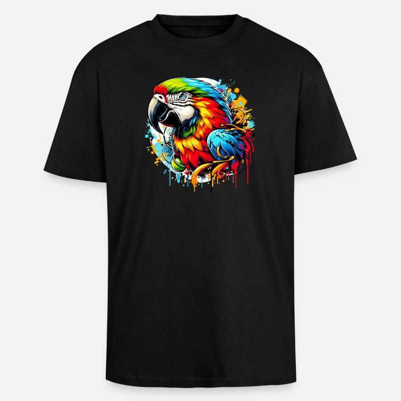 Papagei - Oversized Heavyweight Unisex T-Shirt - Schwarz