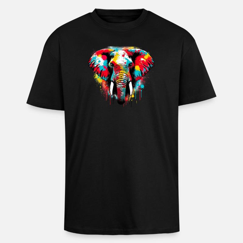 Elefant - Oversized Heavyweight Unisex T-Shirt - Schwarz