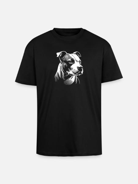 Staffordshire bull terrier head, staffy, staff - Unisex Oversized Heavyweight T-shirt - black