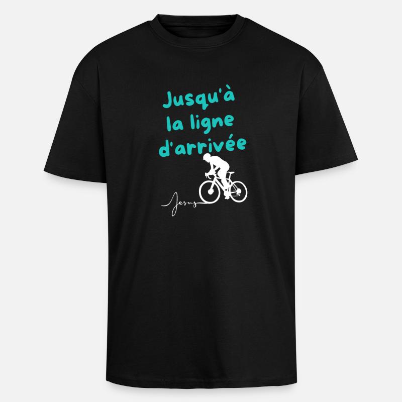 Persévérance Jusqu'à la Ligne d'Arrivée - T-shirt unisexe oversize épais - noir